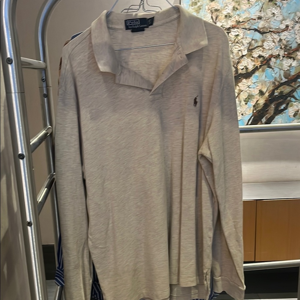 Polo by Ralph Lauren Men's Cream Long Sleeve Shirt